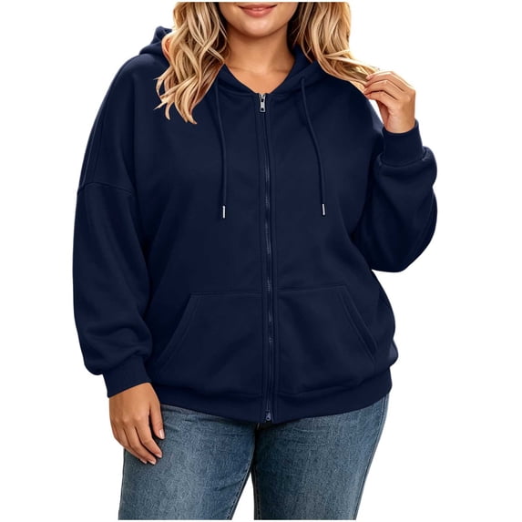 Luvrsol Women's Plus Size Zip Up Hoodie Jacket, Long Sleeve Casual Hooded Sweatshirt with Pocket L-5XL