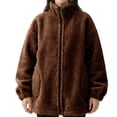 thumbnail image 1 of Luvrsol Women's Short Stand Collar Fleece Zip Up Jacket, Long Sleeve Casual Plush Coat with Pockets S-2XL, 1 of 7