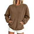 thumbnail image 1 of Luvrsol Women's Sweatshirt Relaxed Solid Crew Neck Pullover Long Sleeve Casual Basic Tops S-2XL, 1 of 5
