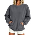 thumbnail image 1 of Luvrsol Women's Sweatshirt Relaxed Solid Crew Neck Pullover Long Sleeve Casual Basic Tops S-2XL, 1 of 5