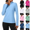 thumbnail image 1 of Luvrsol Women's UV Protection Long Sleeve Rash Guard Shirt Soft Half-Zip Yoga Tops, 1 of 7