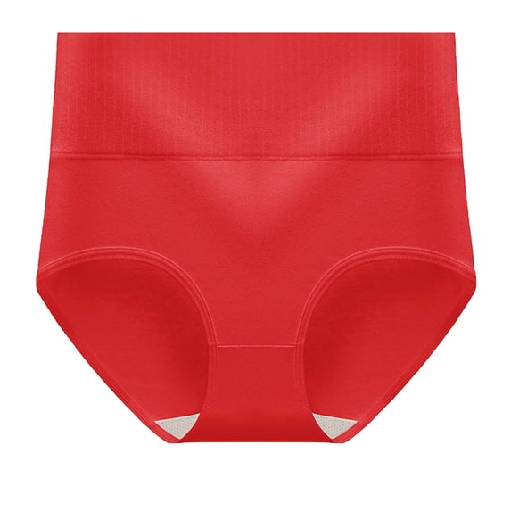 Luvrsol Women's Underwear Cotton Solid Large Size High Waist Tummy Control Panties, L-2XL