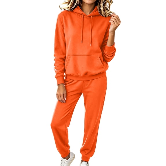 Luvrsol Womens 2 Piece Sets Solid Loungewear Matching Set Hooded Top Loose Athletic Long Pants Sweatsuit 2XS-XL