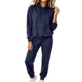 thumbnail image 1 of Luvrsol Womens 2 Piece Sets Solid Loungewear Matching Set Hooded Top Loose Athletic Long Pants Sweatsuit 2XS-XL, 1 of 7
