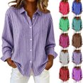 thumbnail image 1 of Luvrsol Womens Button Up Shirts Striped Blouse Collared Shirt Loose Fit for Business Casual S-2XL, 1 of 6