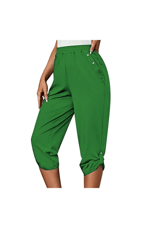 Womens Capri Pants Quick Dry Moisture Wicking Casual High Rise Straight Leg 7/8 Capri Jeans, Size S-3XL