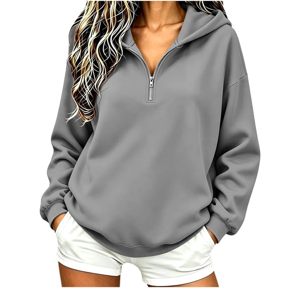 Luvrsol Womens Hoodie Solid Long Sleeved Pullover Sweatshirt Casual Layering Tops S-2XL