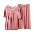 thumbnail image 1 of Luvrsol Womens Pajama Sets Plus Size Solid Modal Loose Short-Sleeved Shorts Home Suit Pajama Sets, L-2XL, 1 of 3