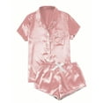 thumbnail image 1 of Luvrsol Womens Pajamas Satin Solid Lightweight Casual Home Button Short-sleeved Shorts Pajama Set, S-XL, 1 of 3