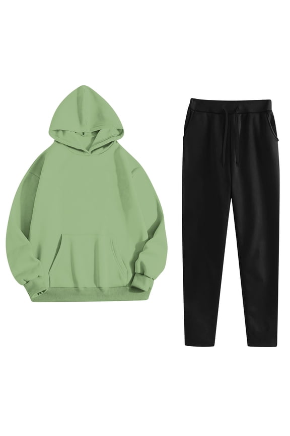 Womens Spring Suits Sports Casual Long Pants Hooded with Pockets 2 Piece Sets for Women, Size S-2XL