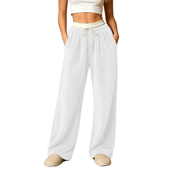 Luvrsol Womens Sweatpants Fleece Casual Solid Wide Straight Leg Pants Relaxed Fit Long Athletic Lounge Pants S-3XL