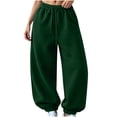 thumbnail image 1 of Luvrsol Womens Sweatpants Oversized Drawstring Jogger Sweatpants High Waist Loose Solid Casual Jogger Pants, Army Green M, 1 of 7