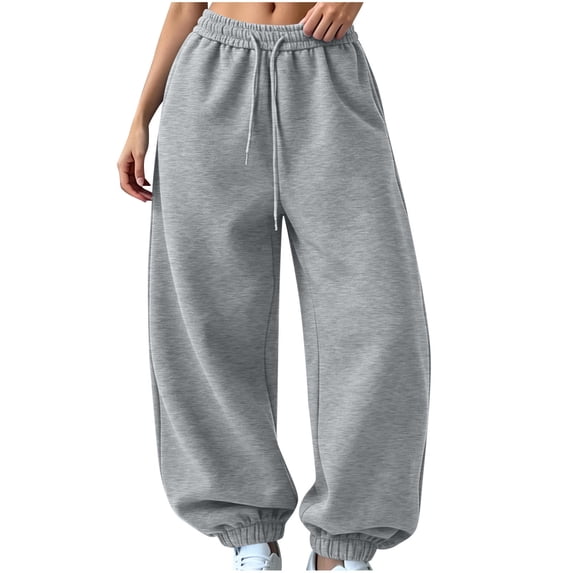 Luvrsol Womens Sweatpants Oversized Drawstring Jogger Sweatpants High Waist Loose Solid Casual Jogger Pants, Gray S