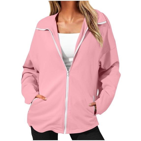 Luvrsol Womens Sweatshirt Full Zip Sweatshirt Jacket Long Sleeve Coat with Deep Side Pockets S-2XL