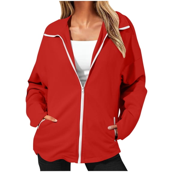Luvrsol Womens Sweatshirt Full Zip Sweatshirt Jacket Long Sleeve Coat with Deep Side Pockets S-2XL