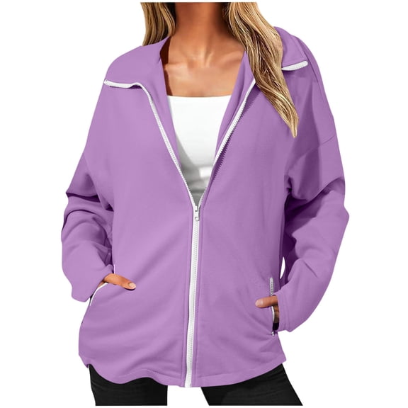 Luvrsol Womens Sweatshirt Full Zip Sweatshirt Jacket Long Sleeve Coat with Deep Side Pockets S-2XL