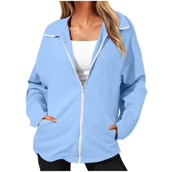 Luvrsol Womens Sweatshirt Full Zip Sweatshirt Jacket Long Sleeve Coat with Deep Side Pockets S-2XL
