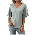 thumbnail image 1 of Luvrsol Womens T Shirts V-Neck Short Sleeve Solid Casual T-shirt Womens T Shirts, Size S-2XL, 1 of 7