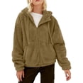thumbnail image 1 of Luvrsol Womens Winter Coat Hooded Fleece Teddy Jacket Drawstring Relaxed Fit Warm Sherpa Coat, Brown S-3XL, 1 of 9