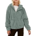 thumbnail image 1 of Luvrsol Womens Winter Coat Hooded Fleece Teddy Jacket Drawstring Relaxed Fit Warm Sherpa Coat, Gray S-3XL, 1 of 9
