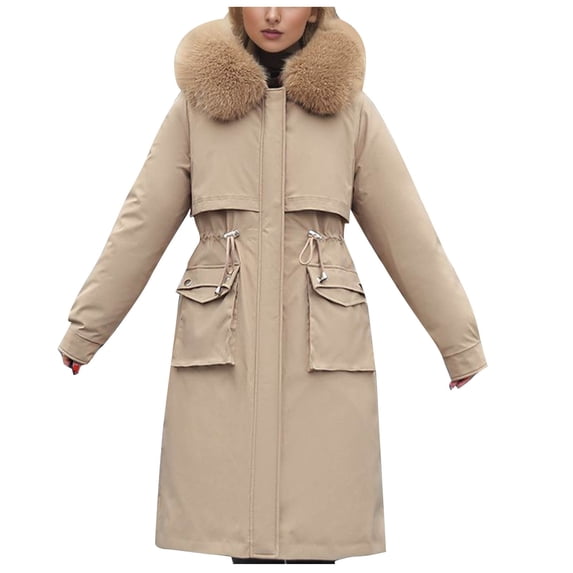 Luvrsol Womens Winter Coats Long Sleeve Puffer Coat Thickened Quilted Warm Jacket with Pockets M-3XL