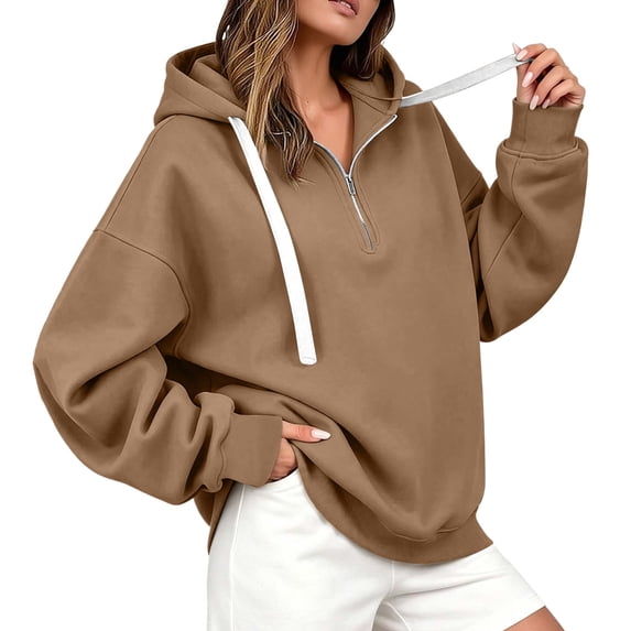 Luvrsol Zip Up Hoodie Women Plus Size Plain Sweatshirt Pullover Soft Casual Long Sleeve Tops S-3XL