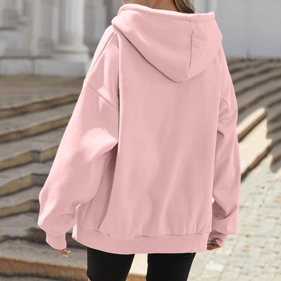Luvrsol Zip Up Hoodies Women Casual Solid Drawstring Pockets Hoodie Jacket Lightweight Outerwear S-2XL