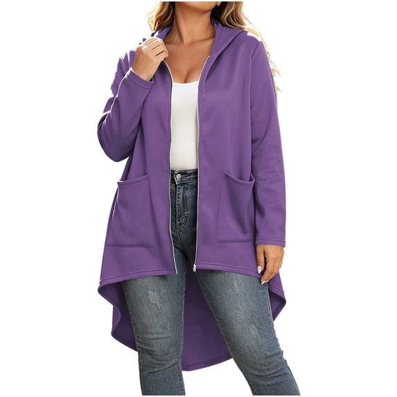 Luvrsol Zip Up Hoodies Women Drawstring Hood Zip Long Jacket Casual Top with Side Deep Pockets S-2XL