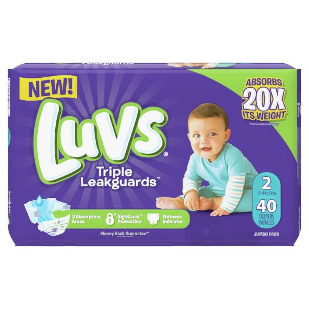 Luvs Diapers, Size 2 12 lbs to 18 lbs, 40/Pack, 2 Pack/Carton (85923