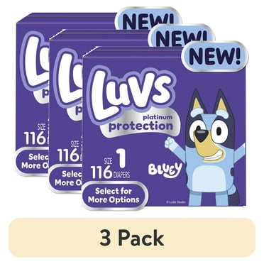 (3 pack) Luvs Platinum Protection Baby Diapers Size 1, 116 Count (Select for More Options)