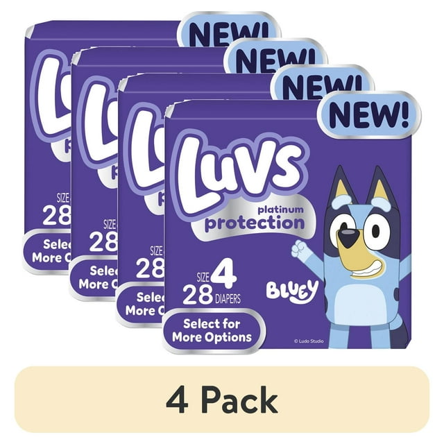 (4 pack) Luvs Platinum Protection Baby Diapers Size 4, 28 Count (Select for More Options)