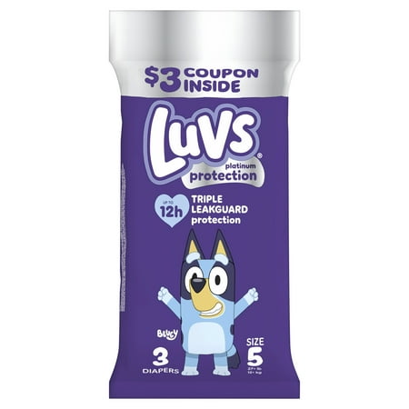 Luvs Platinum Protection Baby Diapers Size 5, Trial Sample, 3 Count