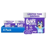 4 pack Luvs Platinum Protection Baby Diapers, Size 8 46+ lb, 16 Count
