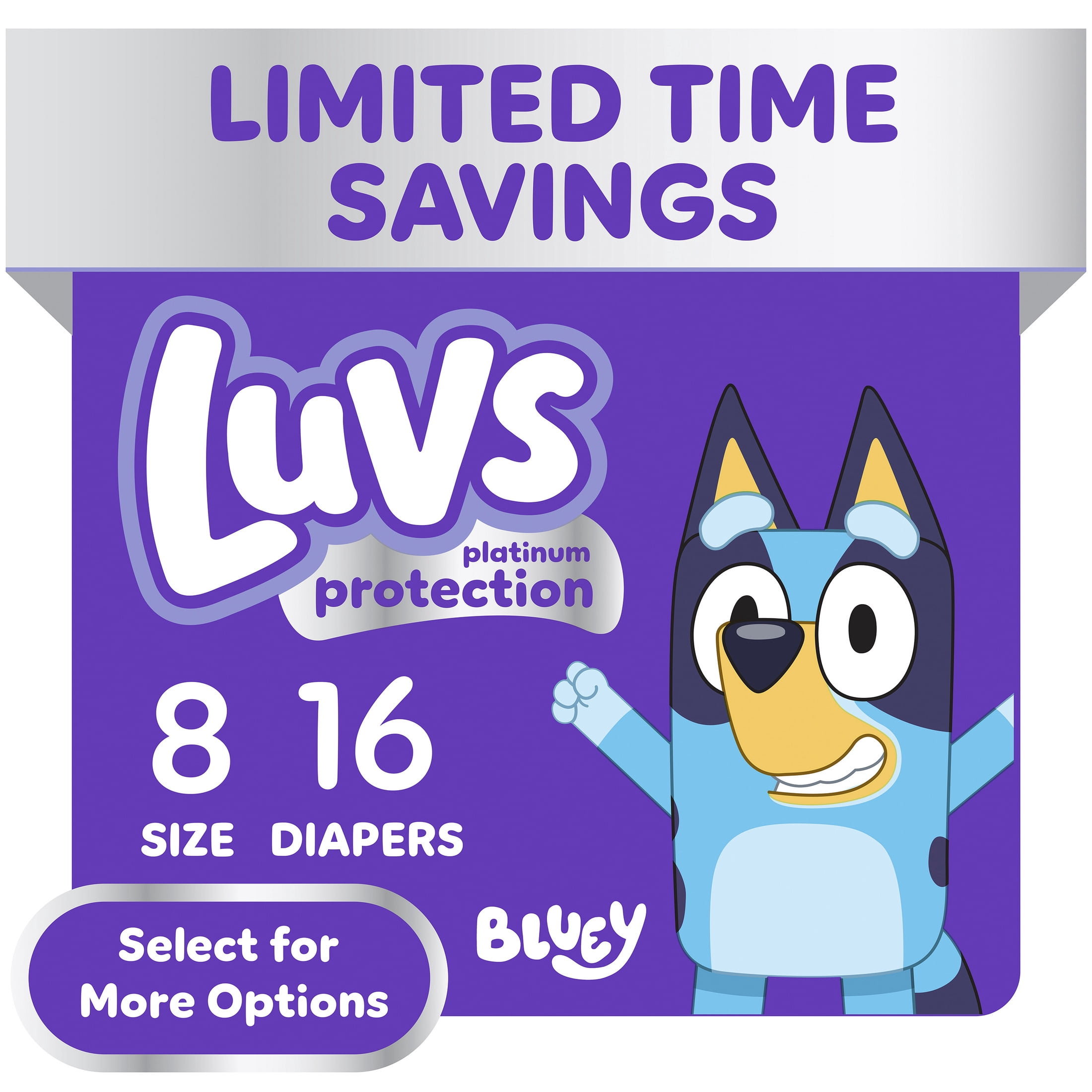 Luvs Platinum Protection Baby Diapers, Size 8 (46+ lb), 16 Count