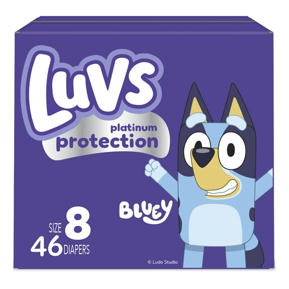 Luvs Platinum Protection Bluey Edition, Disposable Baby Diapers Size 8, 46 Count (Select for More Options)
