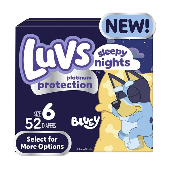 Luvs Platinum Protection Sleepy Nights Baby Diapers, Size 6, 52 Count