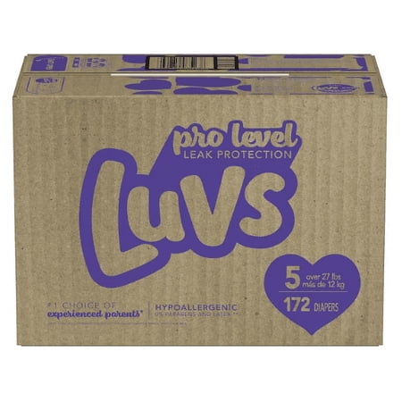 Luvs Pro Level Advanced Leak Protection Wetness Indicator Overnight Diapers - Size 5, 172 Count