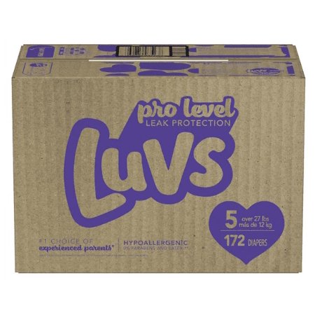 Luvs Pro Level Advanced Leak Protection Wetness Indicator Overnight Diapers - Size 5, 172 Count