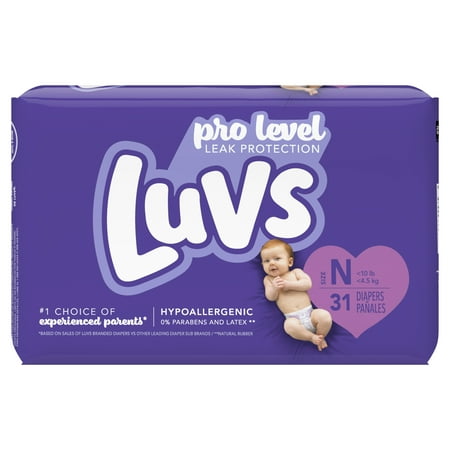Luvs Pro Level Leak Protection Comfortable Diapers - Newborn, 31 Count