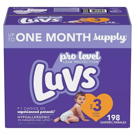 Luvs Pro Level Leak Protection Diapers ( Size 3 - 198ct. "16-28 lb." )