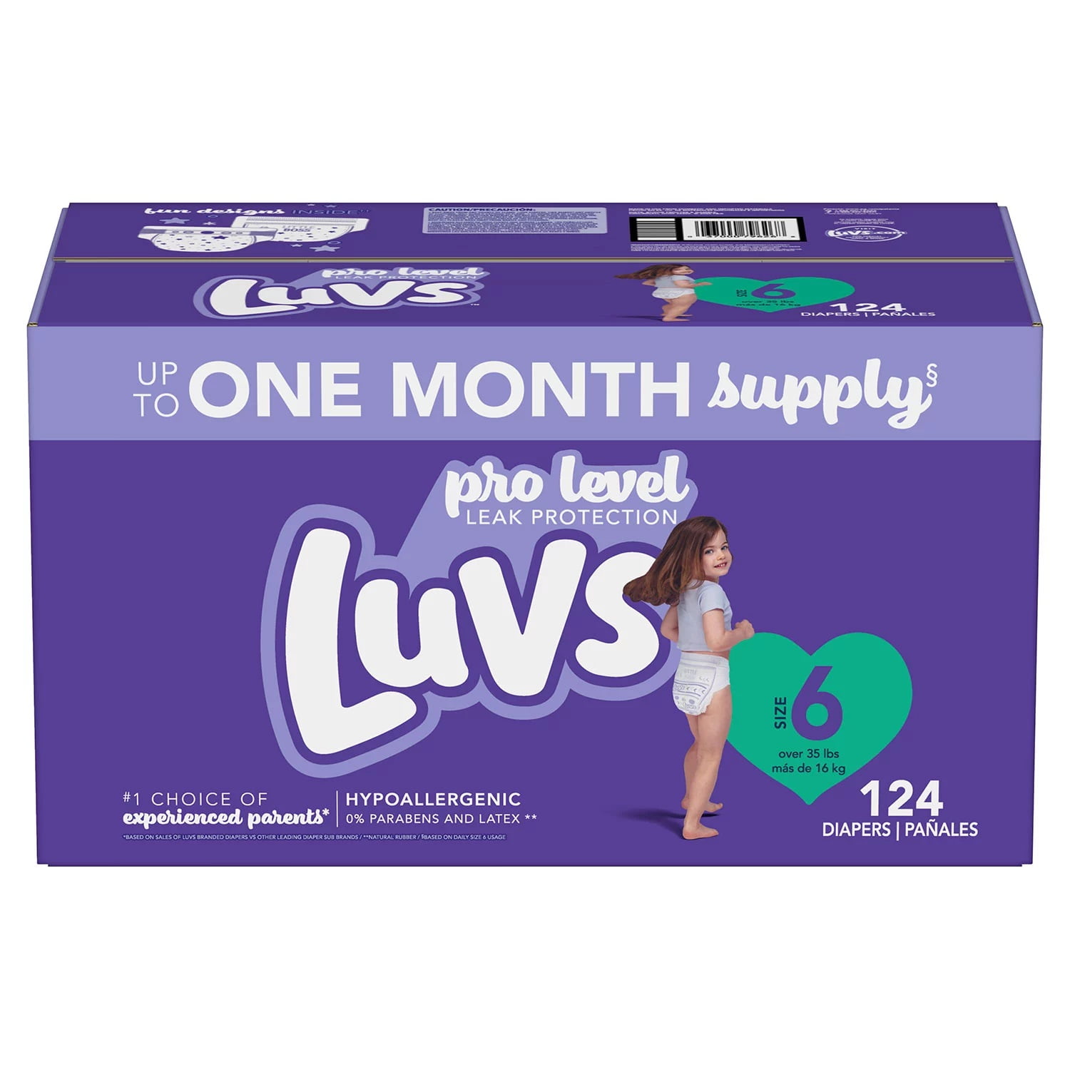 Luvs Pro Level Leak Protection Diapers Size 6 124 ct. 35 lb