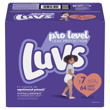 Luvs Pro Level Leak Protection Disposable Baby Diapers Size 7 64 Count