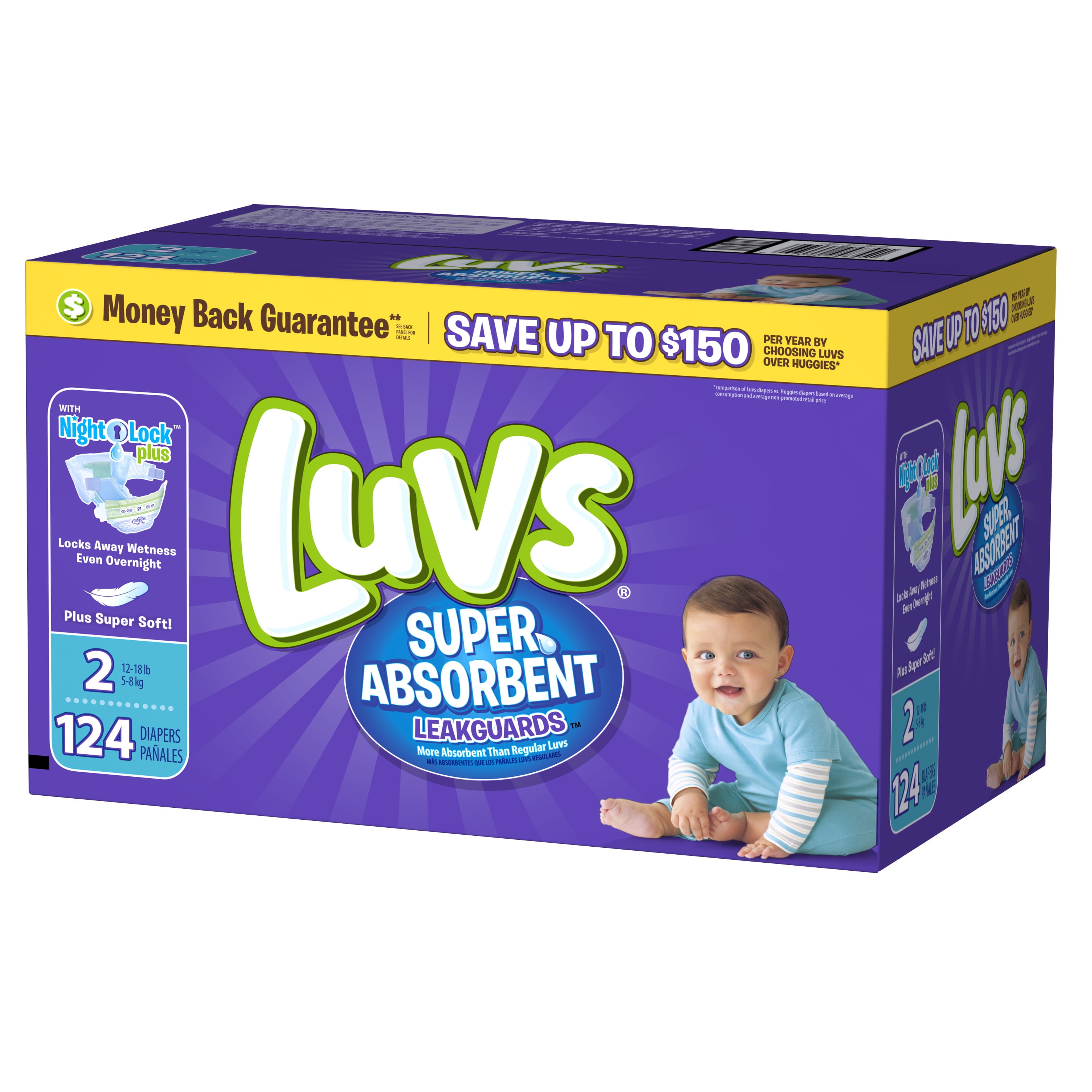 luvs Luvs Super Absorbent Leakguards Newborn Diapers Size 2 124count