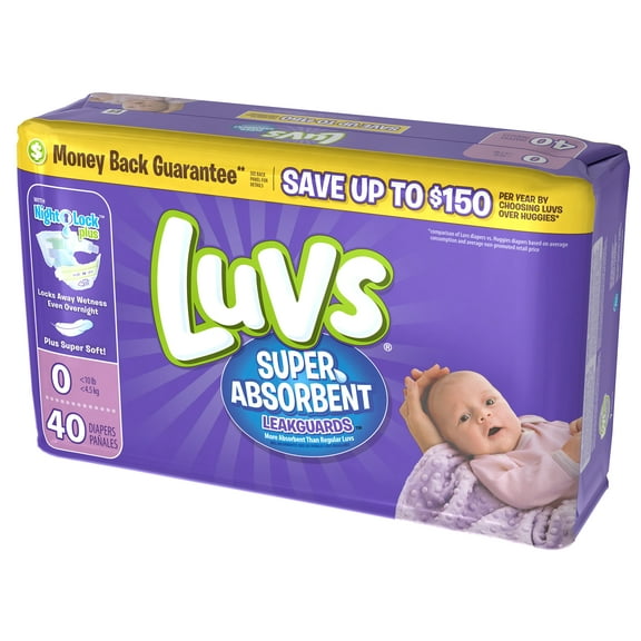 Luvs Super Absorbent Leakguards Newborn Diapers Size N 40 count