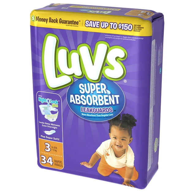 Luvs Super Absorbent Leakguards Super Soft Diapers, Size 3, 34 Ct