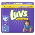 Luvs Ultra Leakguards Diapers, Size 4, 29 Count MoneyBack Guarantee