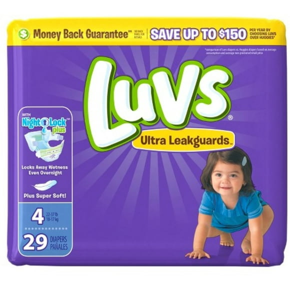 Luvs Ultra Leakguards Diapers with Night Lock, Size 4 29 ea