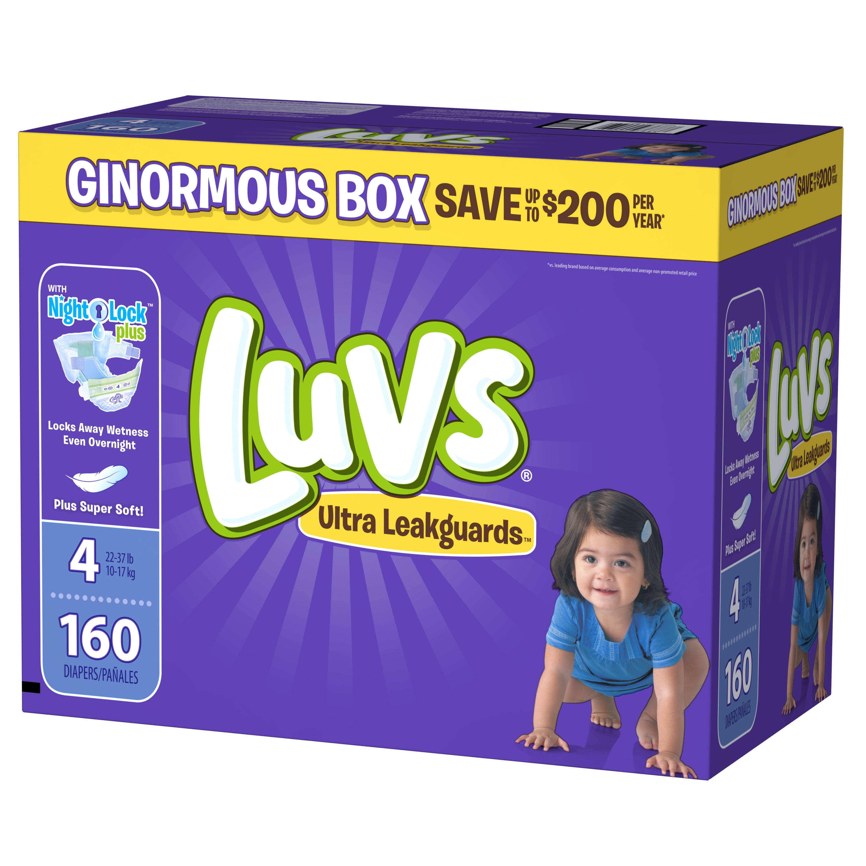 Luvs Ultra Leakguards Extra Absorbent Diapers, Size 4, 160 Ct