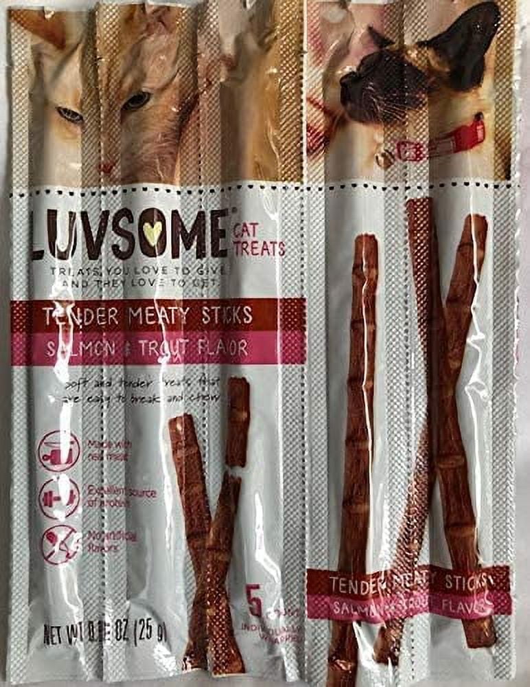 Luvsome Cat Treats Tender Meaty Sticks Salmon & Trout 1Pack 5