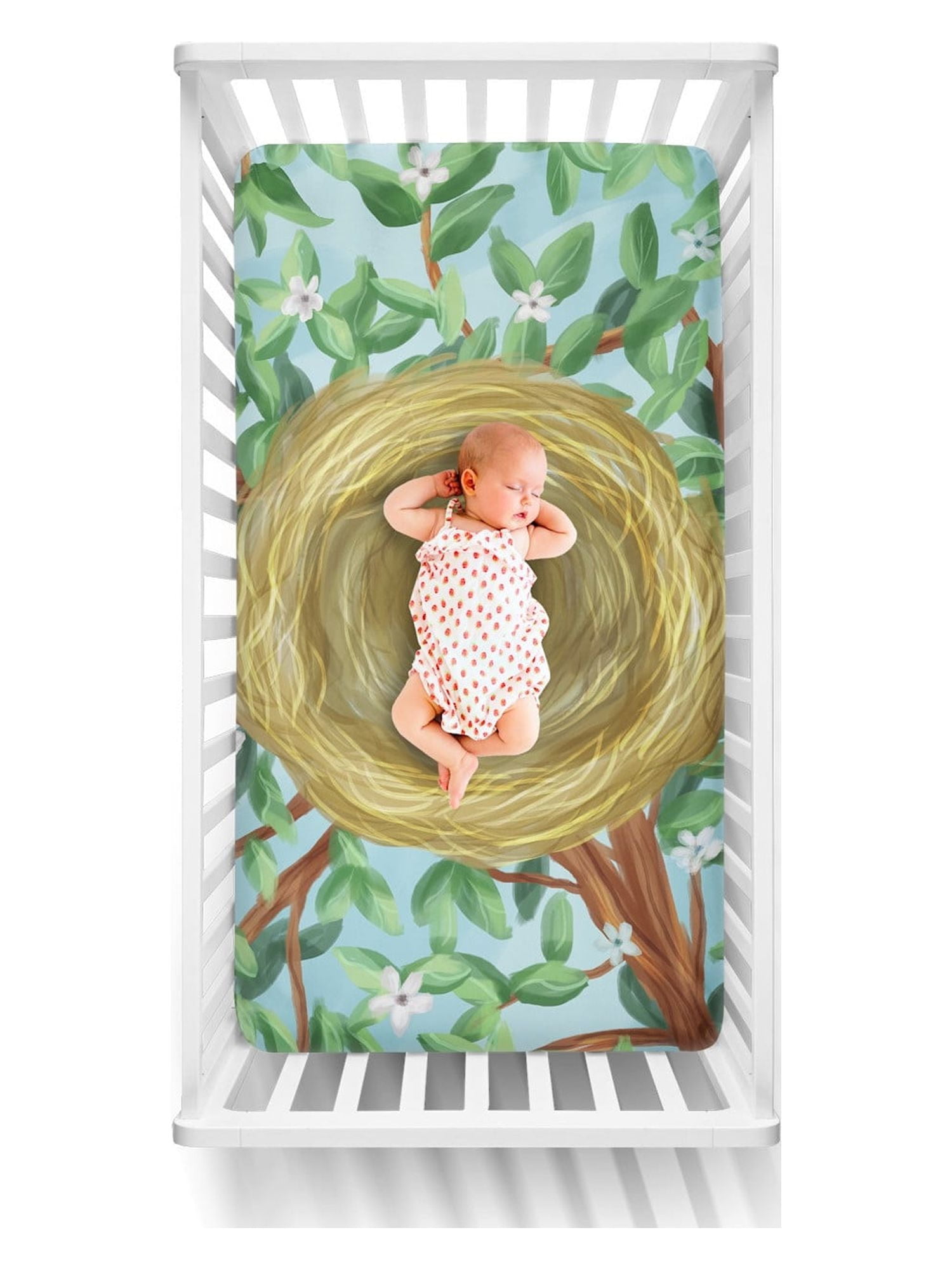Luvsy Fitted Crib Sheets Optical Illusions Create Cute Scenes, Standard Size 28" x 52"